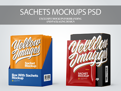 Sachets Mockups PSD 3d design illustration logo mockup mockupdesign pack package visualization