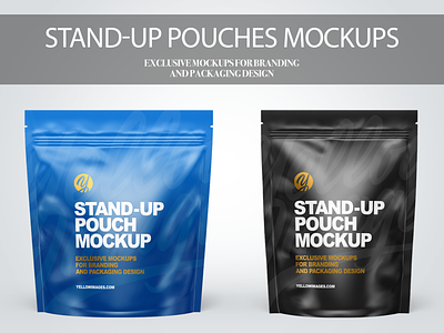 Stand-up Pouches Mockups PSD 3d branding design graphic design illustration logo mockup mockupdesign pack package ui visualization