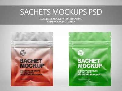 Sachets with Zip Lock Mockups PSD 3d design illustration labeldesign logo mockup mockupdesign pack package psd psd mockup visualization