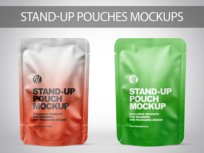 Stand-up Pouches Mockups PSD 3d branding design labeldesign logo mockup mockupdesign pack package psd visualization