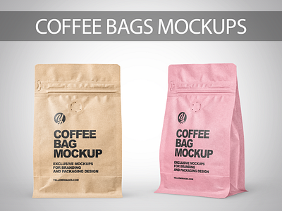 Kraft Paper Coffee Bags PSD Mockups