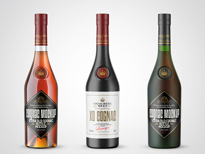 Cognac Bottles Mockups PSD