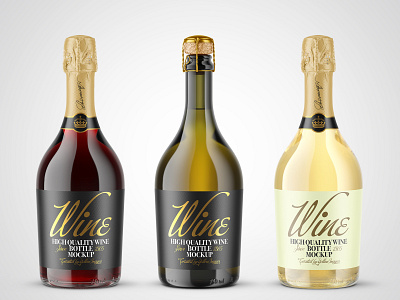 Champagne Bottles Mockups PSD 3d champagne christmas design mockup mockupdesign new year pack package visualization wine