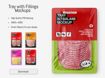 Tray with Fillings Mockup PSD
