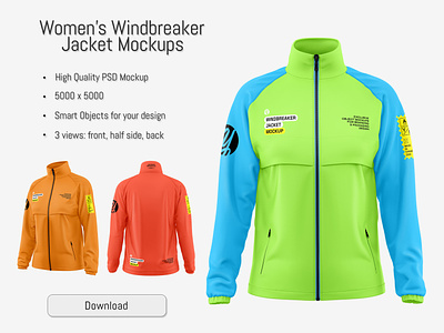 Women's Windbreaker Jacket Mockup PSD