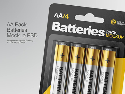 Batteries AA Pack Mockup 3d aa batteries batteriesmockup branding design illustration logo mock up mockup mockup design mockupdesign pack package real visualization