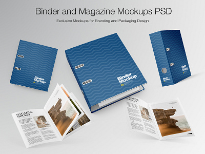 Binder and Magazine Mockups PSD