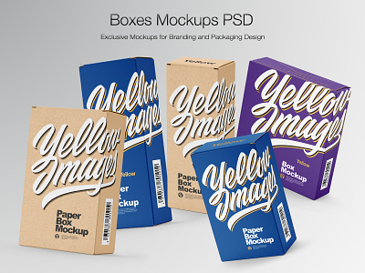 Boxes Mockups PSD 3d box boxlabel boxmockup branding design icon illustration logo mock up mock-up mockup mockup design mockupdesign pack package real smartobject vector visualization