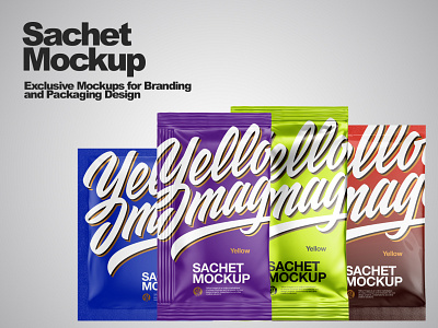 Sachets Mockups PSD 3d branding design mock up mockup mockup design pack package smartobject visualization