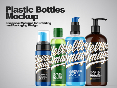 Plastic Bottles Mockups 3d design logo mockup mockup design mockupdesign pack package smartobject visualization