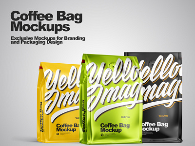 Coffee Bag Mockups 3d branding design label labeldesign mockup mockupdesign pack package smartobject visualization