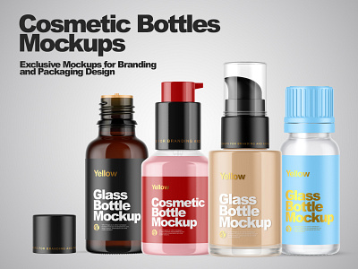 Cosmetic Bottles Mockups 3d design illustration logo mock up mockup mockupdesign pack package visualization