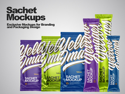 Sachets Mockups PSD 3d branding design mock up mockup mockupdesign pack package smartobject visualization