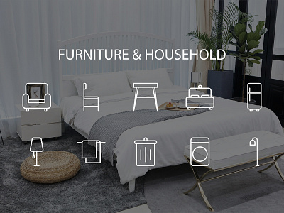 Furniture and Household Icon-Set app branding button clean design flat furniture household icon iconography iconutopia illustration logo minimal ui ux vector web