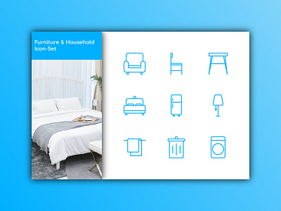 Furniture and Household Icon-Set app branding button clean design flat furniture household icon iconography iconutopia illustration logo minimal ui ux