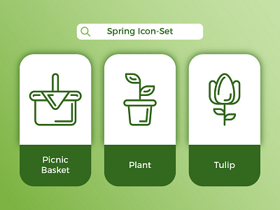 Spring Icon-Set app basket branding button clean design flower icon iconography iconutopia illustration minimal picnic plant set spring tulip ui ux vector