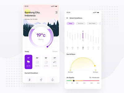Evening Weather App Exploration - Mobile App android app chart clean explore forecast ios minimal mobile simple ui ui design ux ux design weather weather app