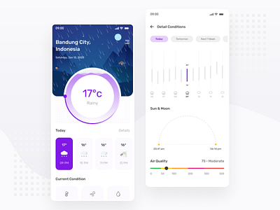 Night Weather App Exploration - Mobile App android chart explore forecast ios minimal mobile mobile app design simple ui ui design ux ux design weather weather app