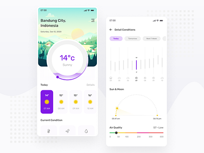 Morning Weather App Exploration - Mobile App android app chart clean forecast illustration illustration art ios minimal mobile simple ui ui design ux ux design weather weather app