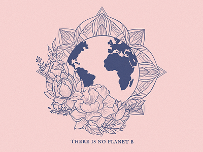 There is no planet B concept design digital drawing earth flowers illustration illustrator indian line mandala outline peony planet planet b save save planet tattoo tattoo design