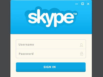Skype Login application minimal skype ui windows