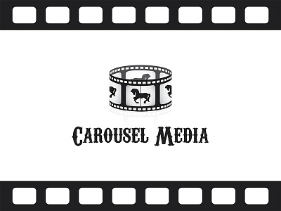 Carousel Media Logo animal brand branding carousel cinema circular circus entertainment fairground film film reel gradient horse logo media movie negative reel