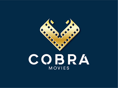 Cobra Movies animal brand branding cobra concept design entertainment film film reel film roll gold golden illustration logo movie python reel reptile snake vector