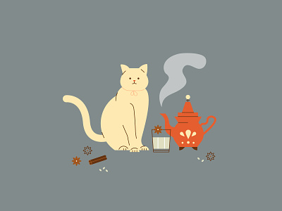 Cozy Winter | Hot Drinks cat chai latte cozy winter flat design illustration kitten kitty vector