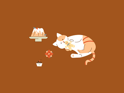 Cozy Winter | Baked Treats cat cat illustration cozy gingerbread illustration kitty sweets vector winter xmas