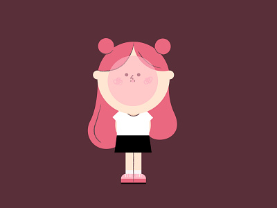 Static Bubblegirl bubble gum character flat girl illustration space buns vector