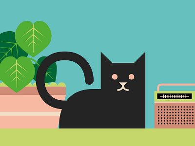 Kitty cat flat design illustrator kitty kitty illustration music plant plant based plant illustration vector