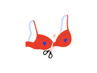 Free boobs are happy boobs bra feminism flat design illustration