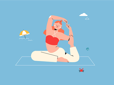 Youni - Yoga Illustration 01 flat flat design girl illustration vector yoga yoga pose