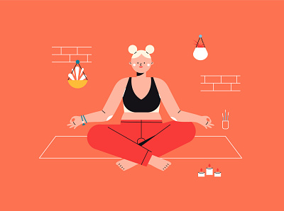 Youni - Yoga Illustration 02 flat flat design girl home illustration personal project vector yoga yoga pose yogi