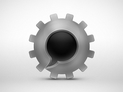 Speech Bubble Gear Icon gear gloss icon logo metal speech bubble texture