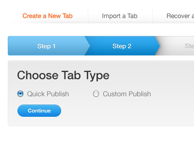 Create a New Tab button link nav radio step by step toggle