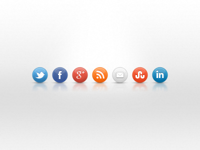 Social Media Icon Pack icon twitter facebook google rss email contact stumbleupon linkedin round button social media gloss shiny