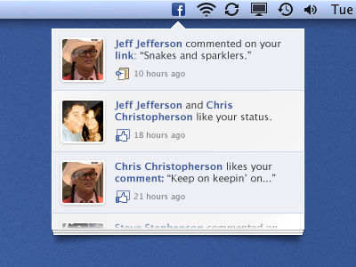 Facebook Notification Thingy app facebook icon mac menu menubar notifications osx social media ui widget