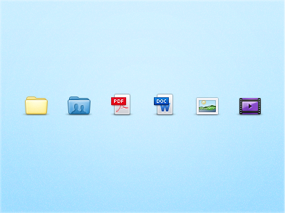 Icons document film folder icons image movie pdf photo picture shared video word