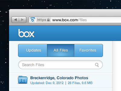 Three Button Nav blue box browser button file folder icon mag nav search shared tab