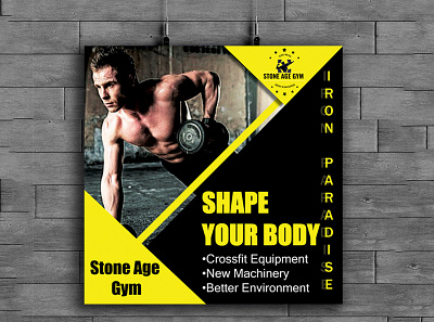 free hanging poster mockup banner design gym design poster design