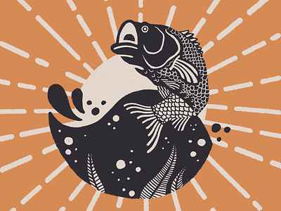 Fish animal design fish illustration jump pattern texture water