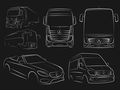 Linear Vehicle Design automobile bus design direction drawing illustrator line art mercedes truck vehicles