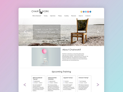 Chairwork courses event booking therapy website design wordpress