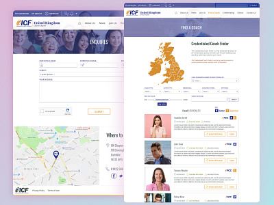 The UK ICF - Coach Search page birmingham cms directory laravel map php profile search search bar social media pack social network web design agency website design website development