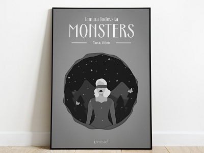 Monsters poster black and white design girl illustration illustration minimal poster poster art poster design slavic
