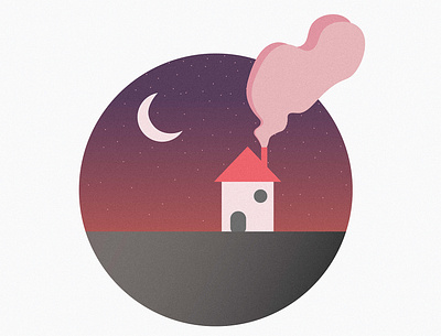 Safe, in my bubble adobeillustrator cute home house house illustration illustration illustrator minimal moon night scene night sky simple stars