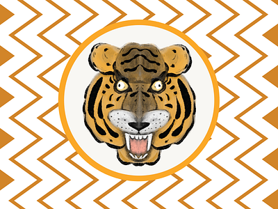 hand-draw sticker challange design illustration poster design sticker sticker design tiger