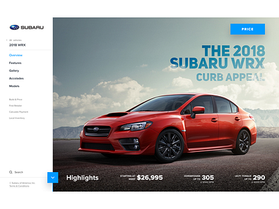 Subaru WRX 2018 subaru subaru.com ui ux web design wrx wrx sti