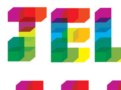 Jello alphabet blocks color font